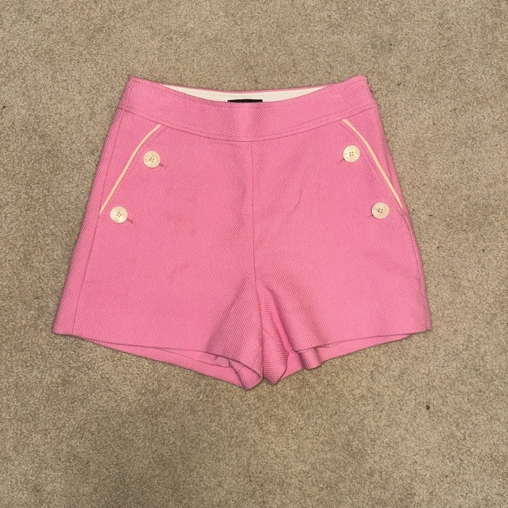 J.Crew Pink Textured High-Waist Button Detail Shorts Size 0 EUC